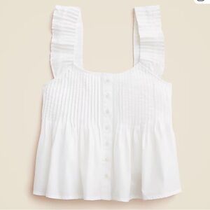 NWT J. Crew White Pleated Top M